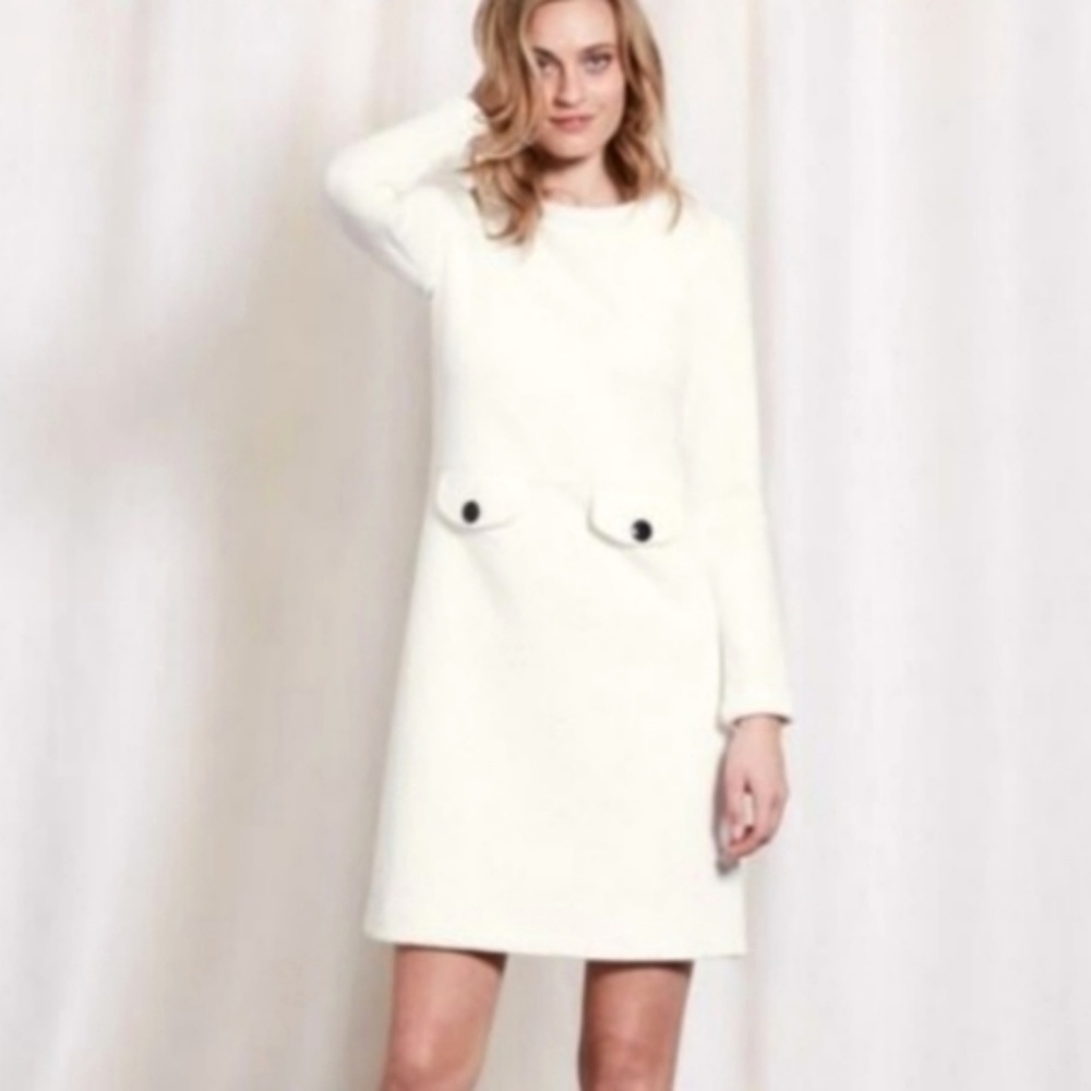 Boden Jacquard Quilted Dress in Ivory Size 10R